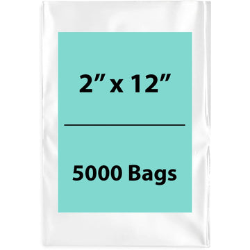 2X12 inches Clear Flat Poly Bags 3Mil Open Top (LDPE)